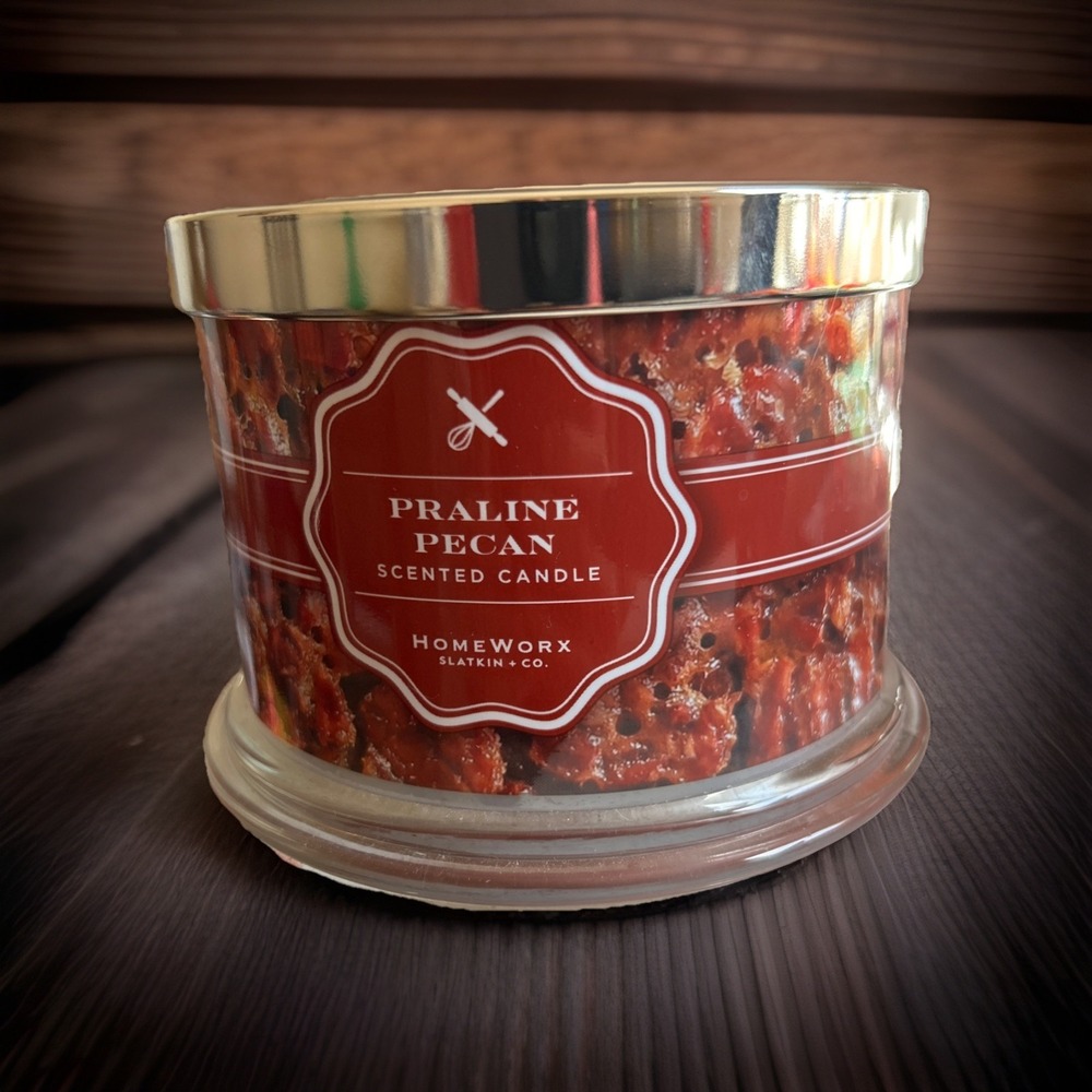 HomeWorx Slatkin + Co Praline Pecan 4-Wick Candle New 14 Oz - Picture 4 of 4